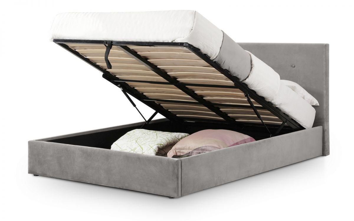 Julian Bowen Shoreditch Slate Velvet 4ft6 Double Lift-Up Storage Bed