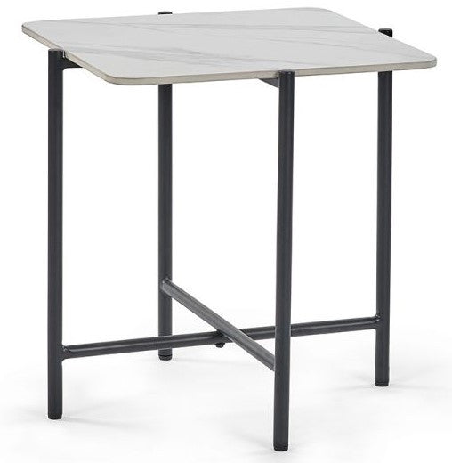 Julian Bowen Siena White Square Marble Lamp Table