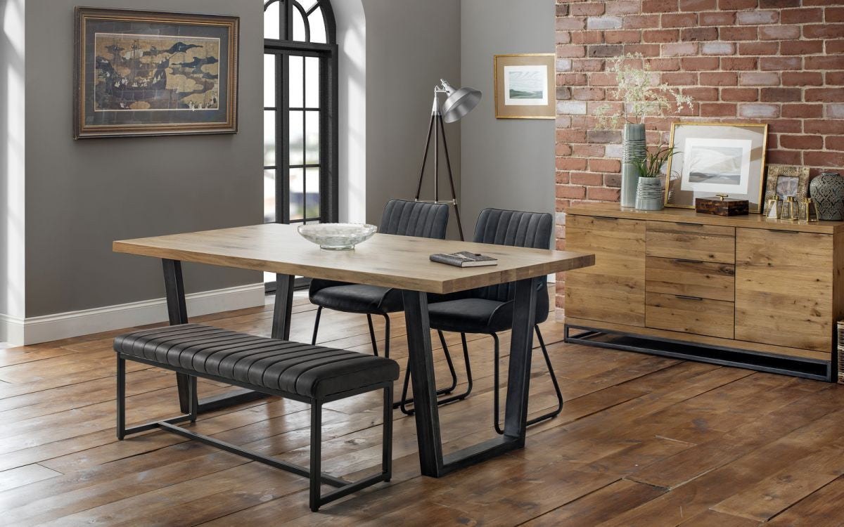 Julian Bowen Soho Black Faux Leather Dining Bench