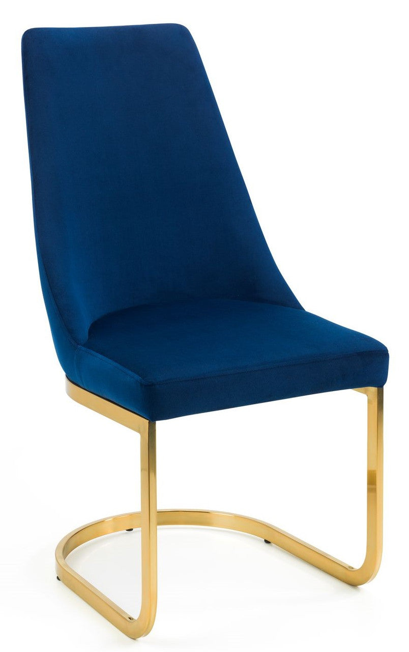 2 x Julian Bowen Vittoria Blue Velvet Cantilever Dining Chairs