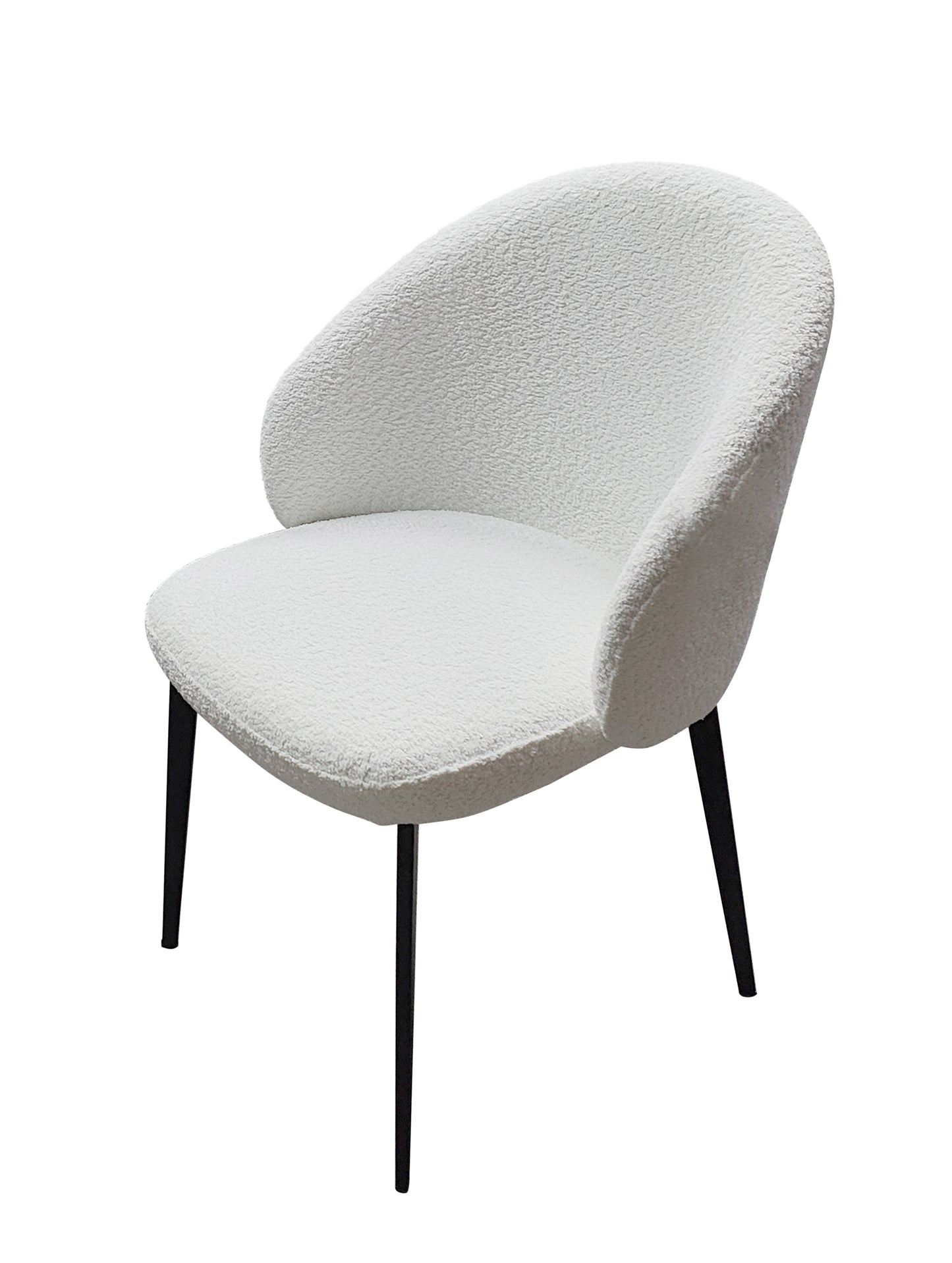 Giatalia Lazio Ivory White Boucle Dining Chair With Black Legs