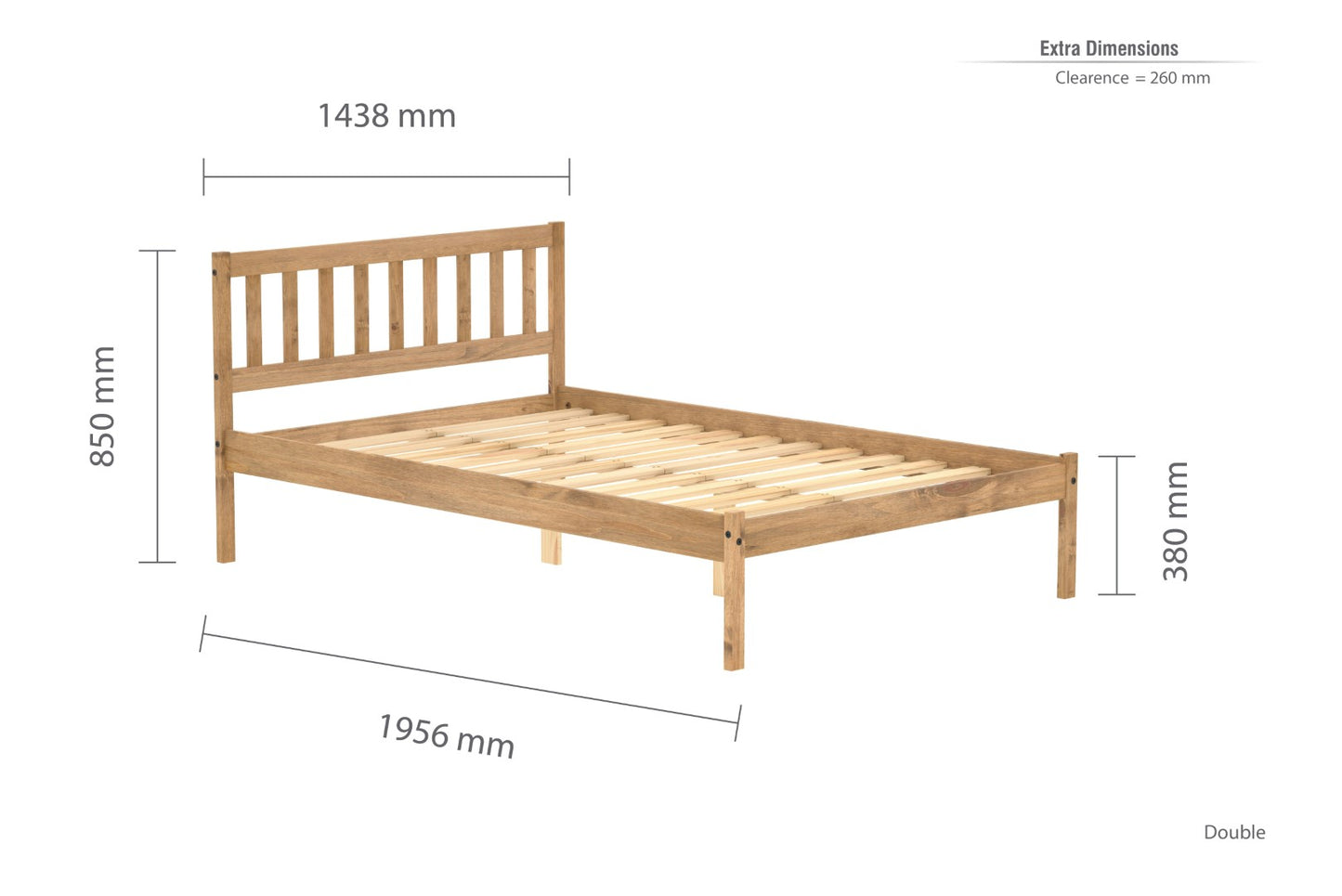 Birlea Lisbon 4ft6 Double Brown Pine Bed Frame
