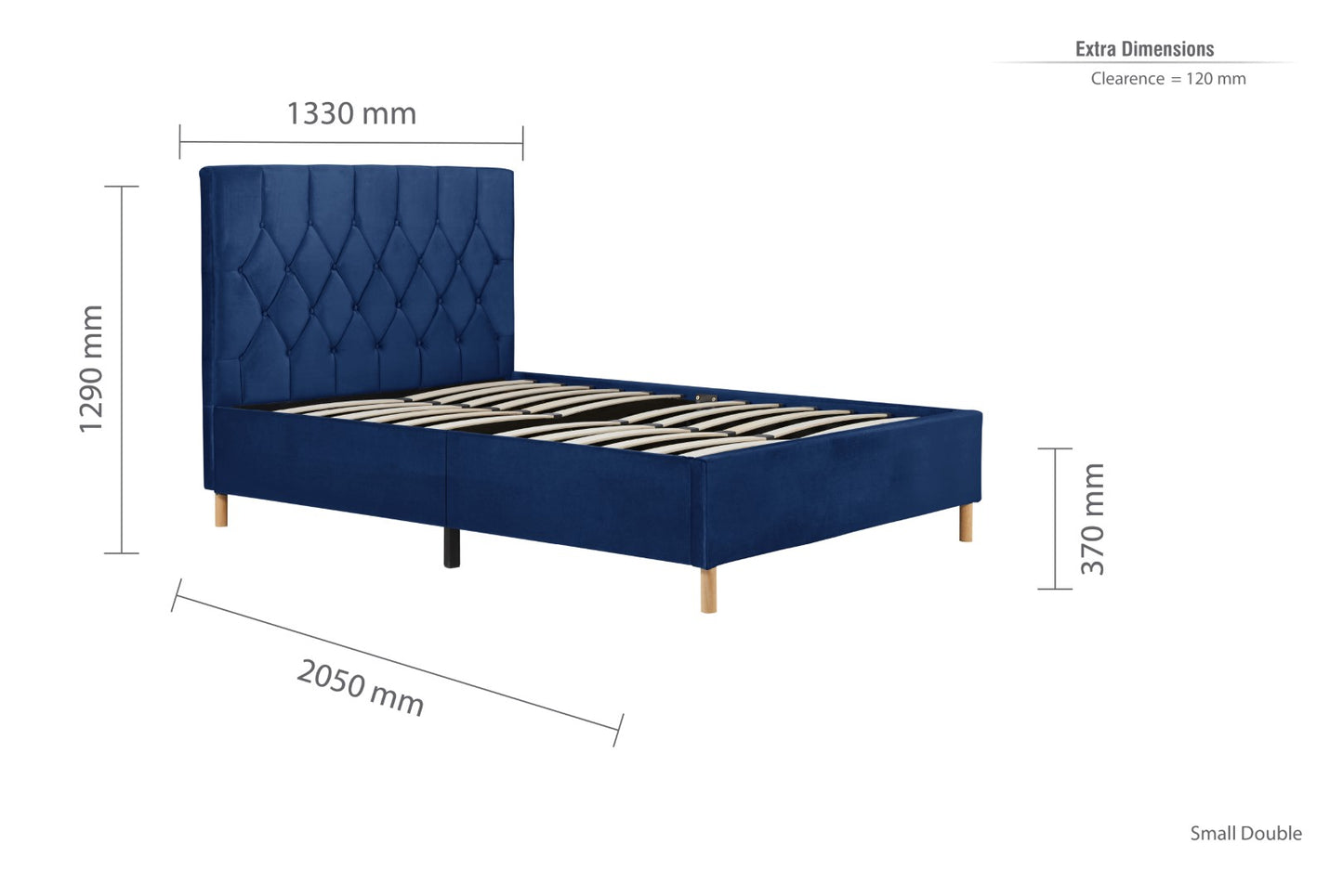 Birlea Loxley 4ft Small Double Blue Fabric Bed Frame
