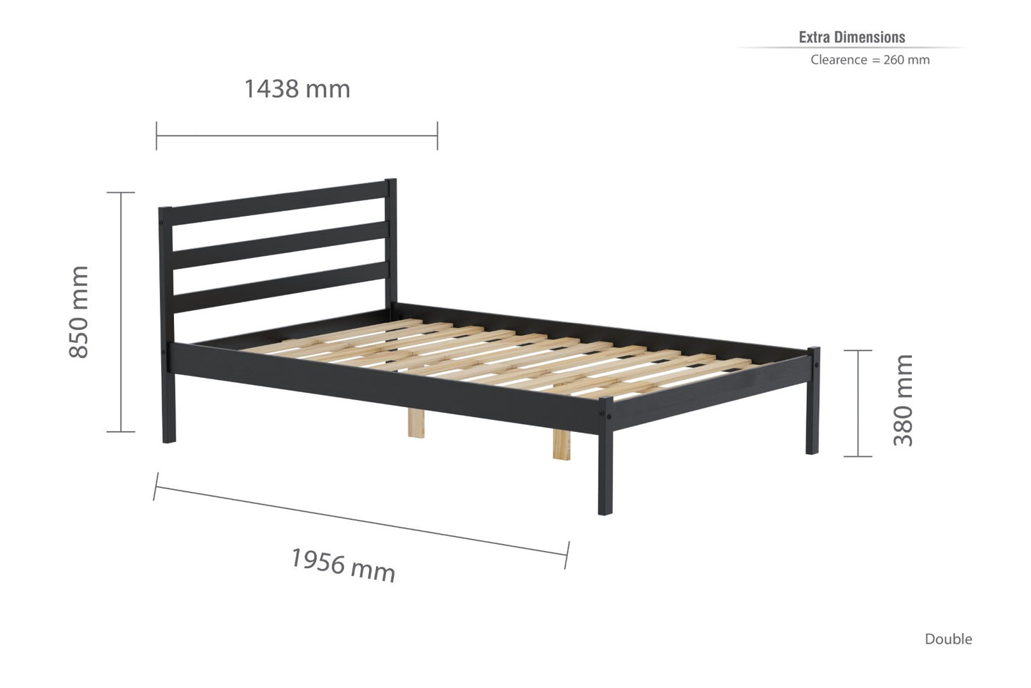Birlea Luka 4ft6 Double Black Pine Bed Frame
