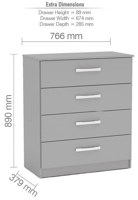Birlea Lynx Grey 4 Drawer Chest