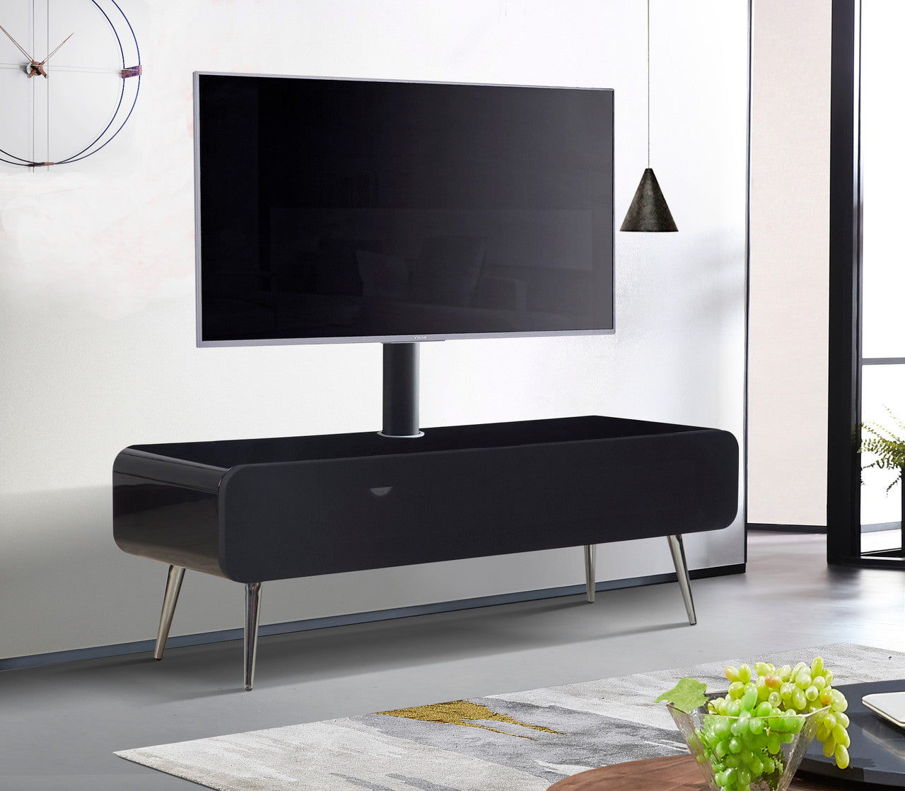 Mira TV unit with storage high gloss black complete