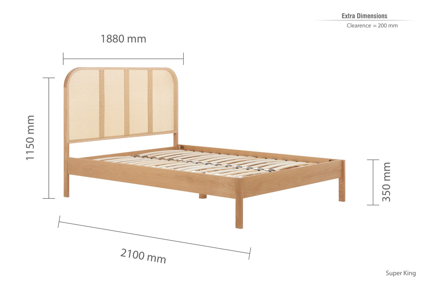 Birlea Margot 6ft Super Kingsize Brown & Oak Rattan Bed Frame