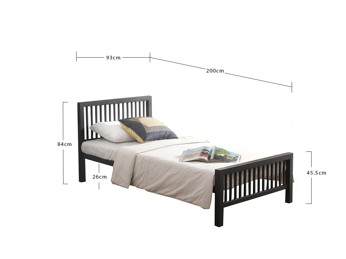 Time Living Meridian 3ft Single Charcoal Black Metal Bed Frame