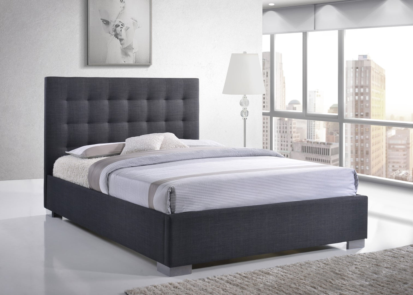 Time Living Nevada 5ft Kingsize Grey Fabric Bed Frame