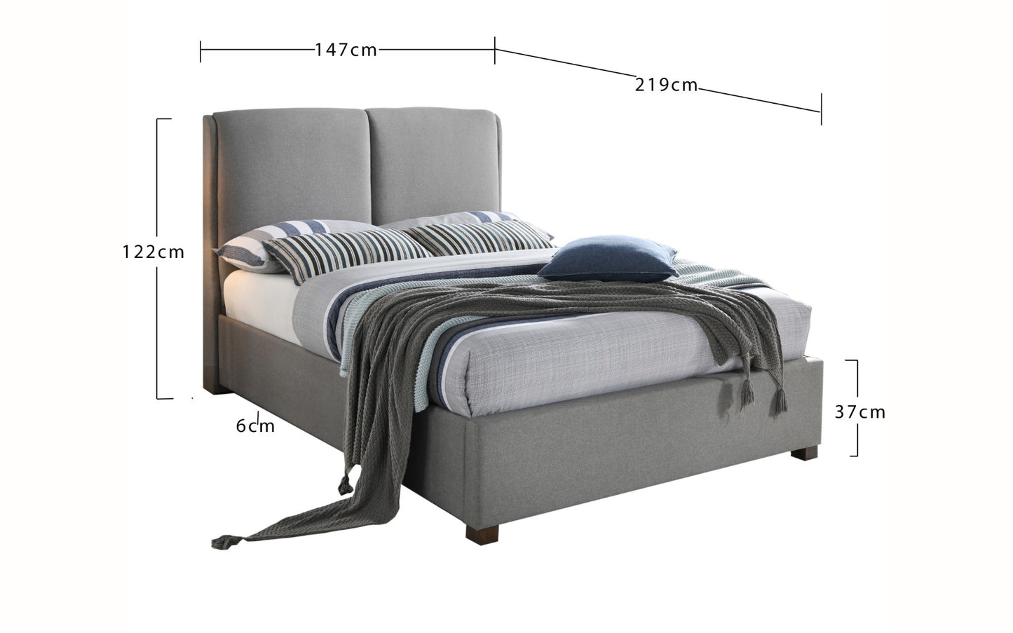 Time Living Oakland 4ft6 Double Light Grey Fabric Bed Frame