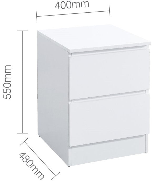 Birlea Oslo White 2 Drawer Bedside