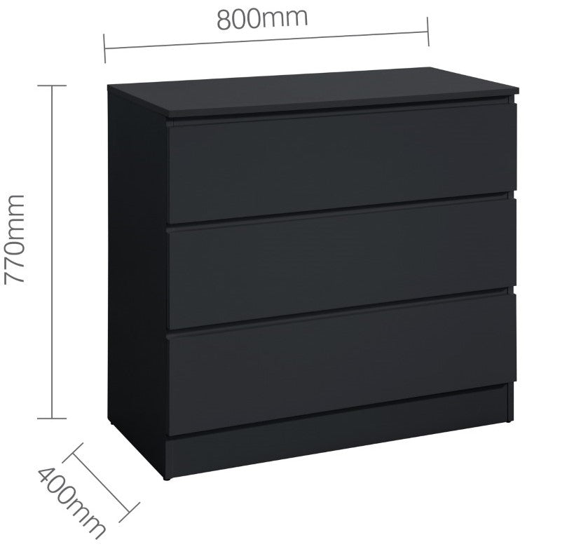 Birlea Oslo Black 3 Drawer Chest