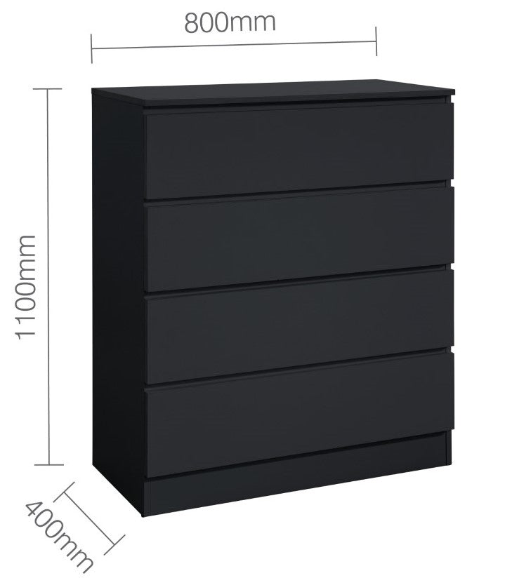 Birlea Oslo Black 4 Drawer Chest