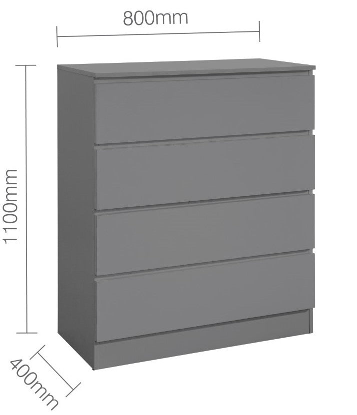 Birlea Oslo Grey 4 Drawer Chest