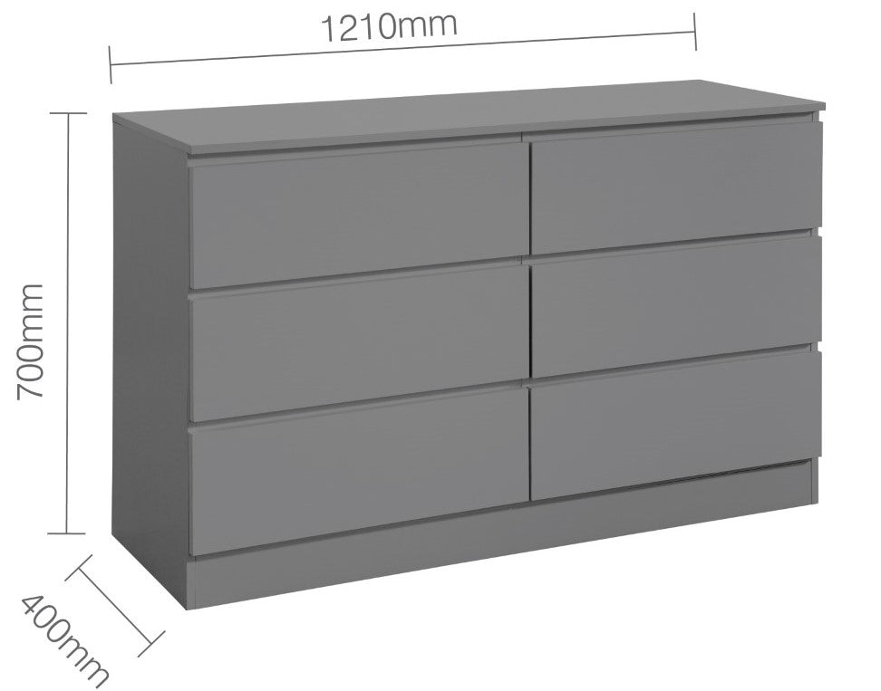Birlea Oslo Grey 6 Drawer Chest