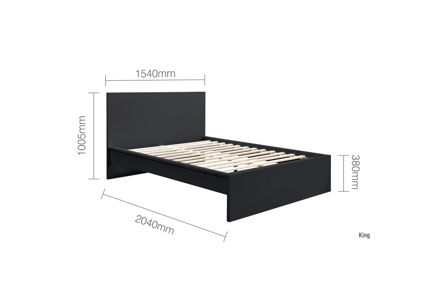Birlea Oslo 5ft Kingsize Black Wooden Bed Frame