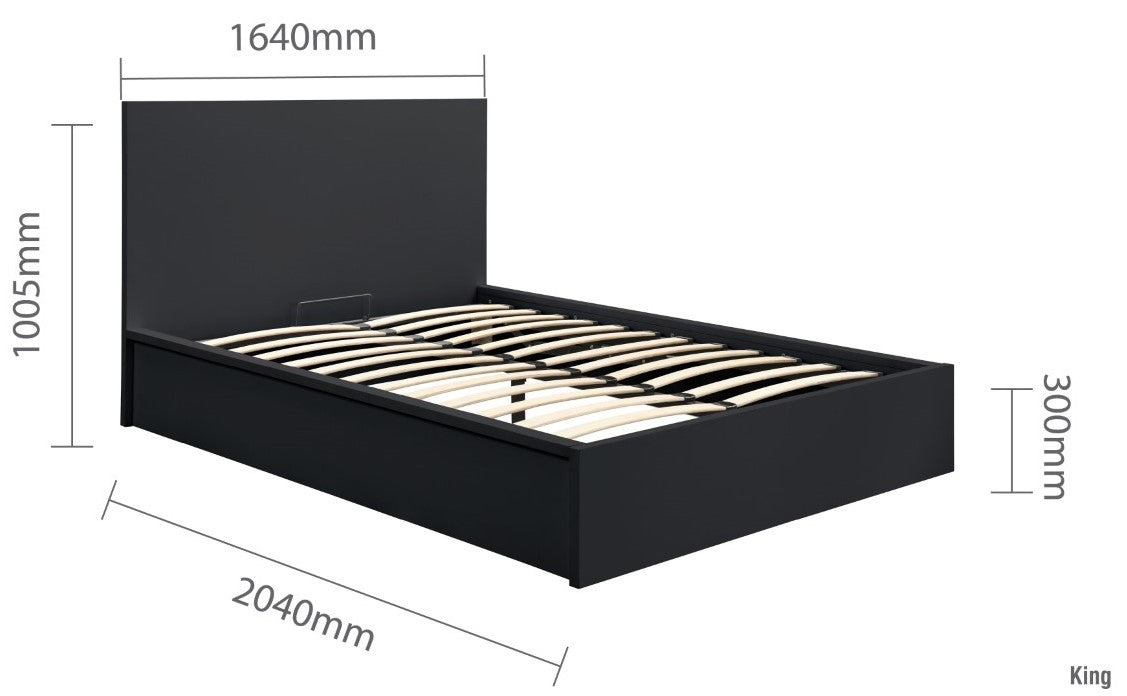 Birlea Oslo 5ft Kingsize Black Wooden Ottoman Bed Frame