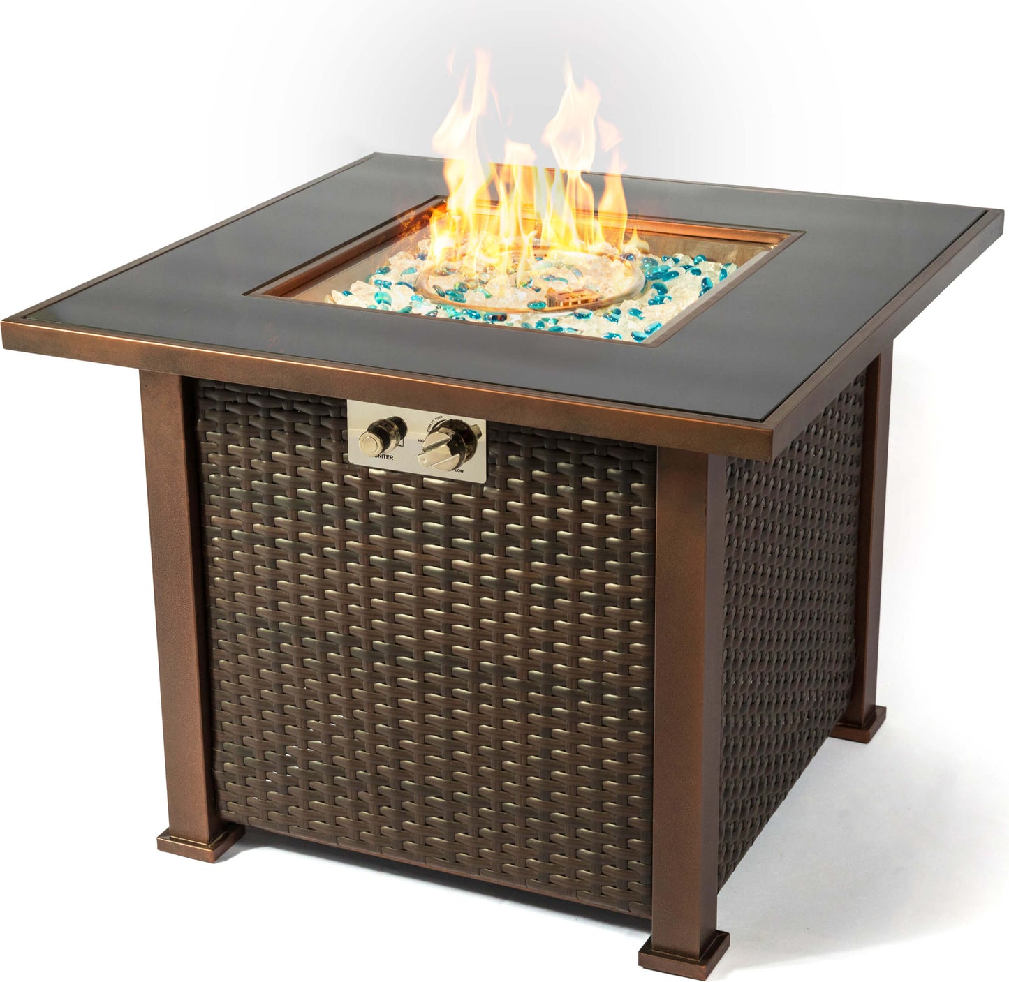 MDA Designs OSTARA Wicker Gas Fire Pit. Free UK Delivery
