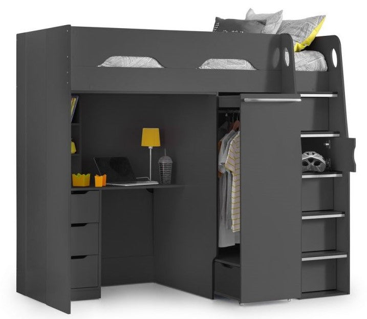 Julian Bowen Pegasus Anthracite Wooden High Sleeper