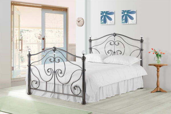 Sareer Cadiz 4ft6 Double Brushed Nickel Metal Bed Frame