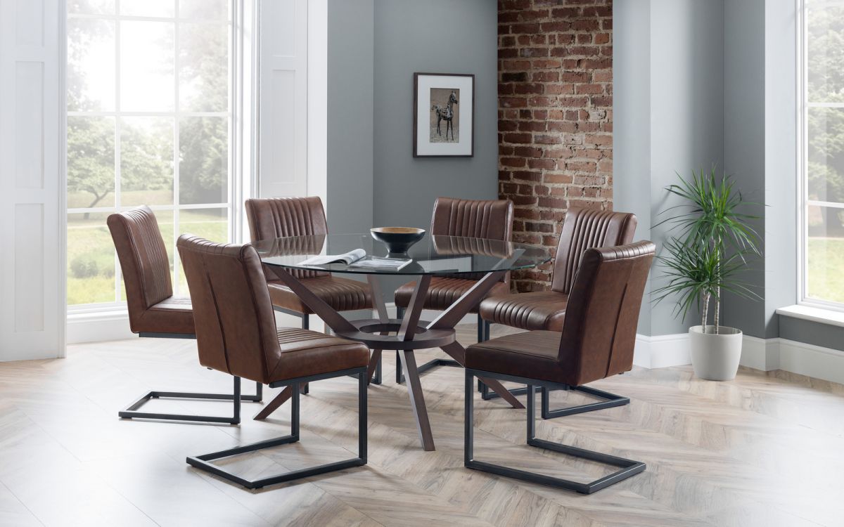 Set Of Chelsea 140Cm Round Table & 6 Brooklyn Chairs