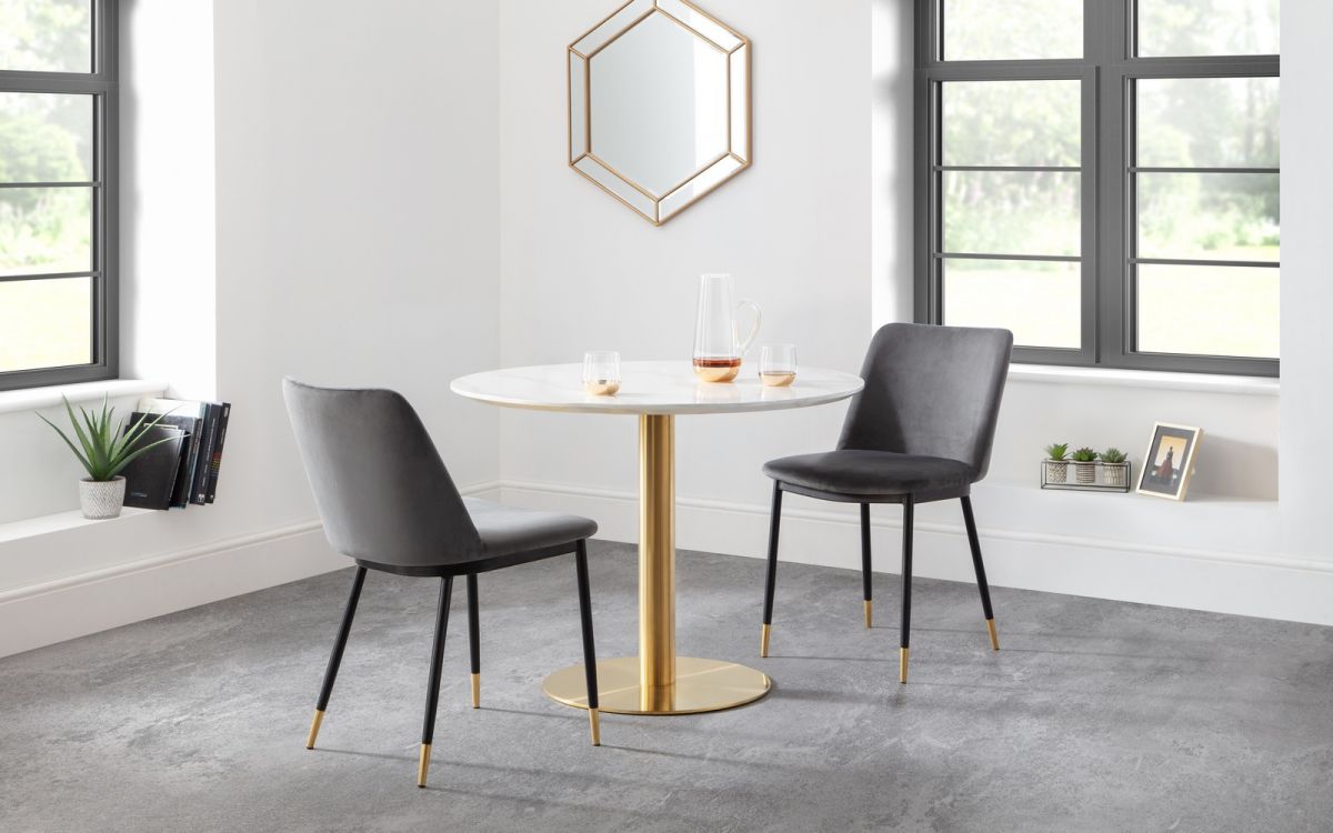 Set Of Palermo Round Table & 2 Delaunay Grey Chairs