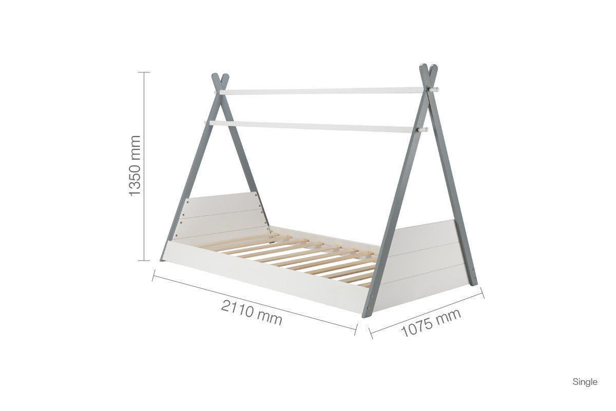 Birlea Teepee 3ft Single White Pine Kids Bed Frame