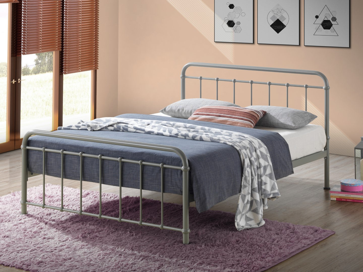 Time Living Miami Pebble Metal Bed Frame
