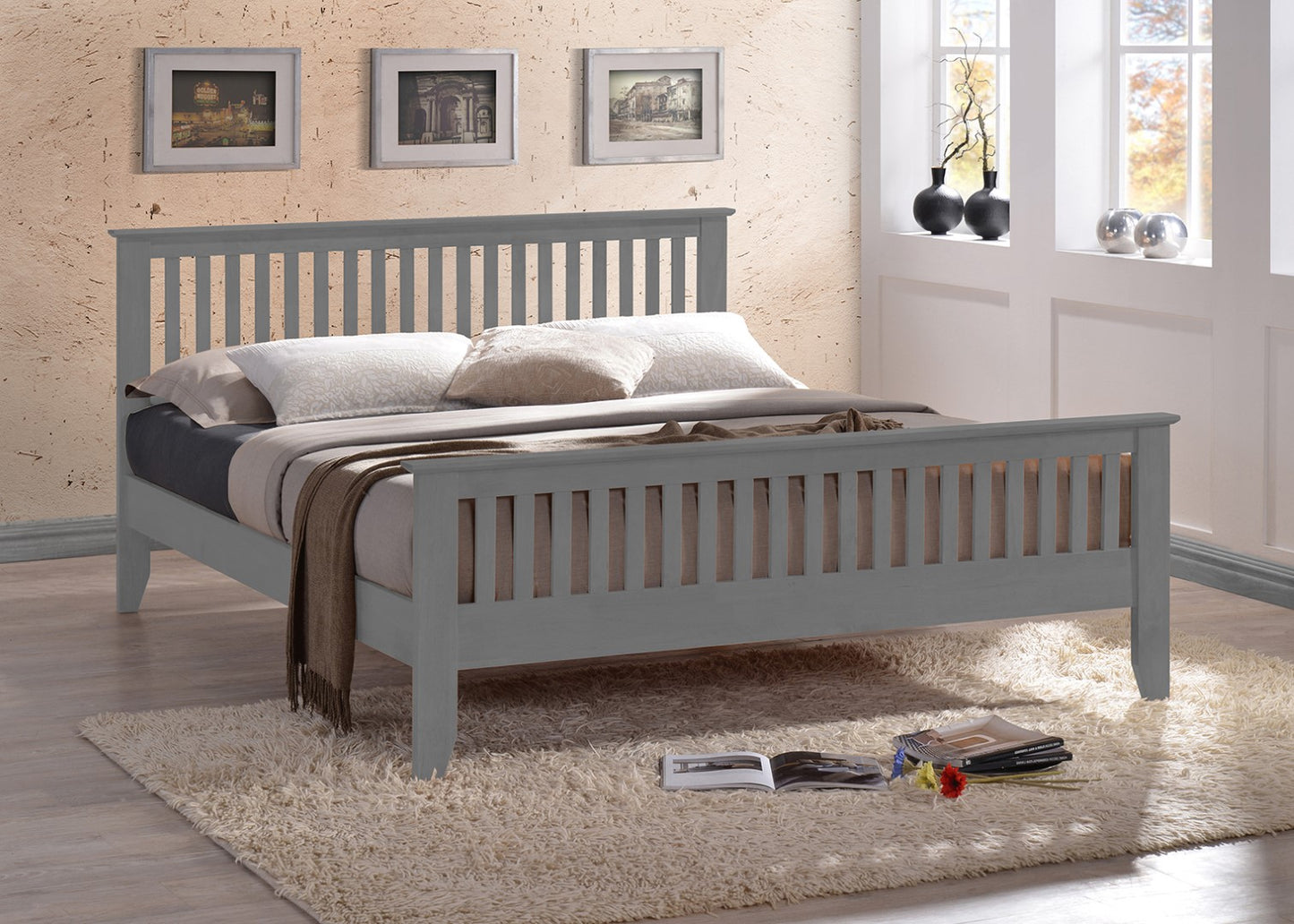 Time Living Turin 3ft Single Grey Wood Bed Frame