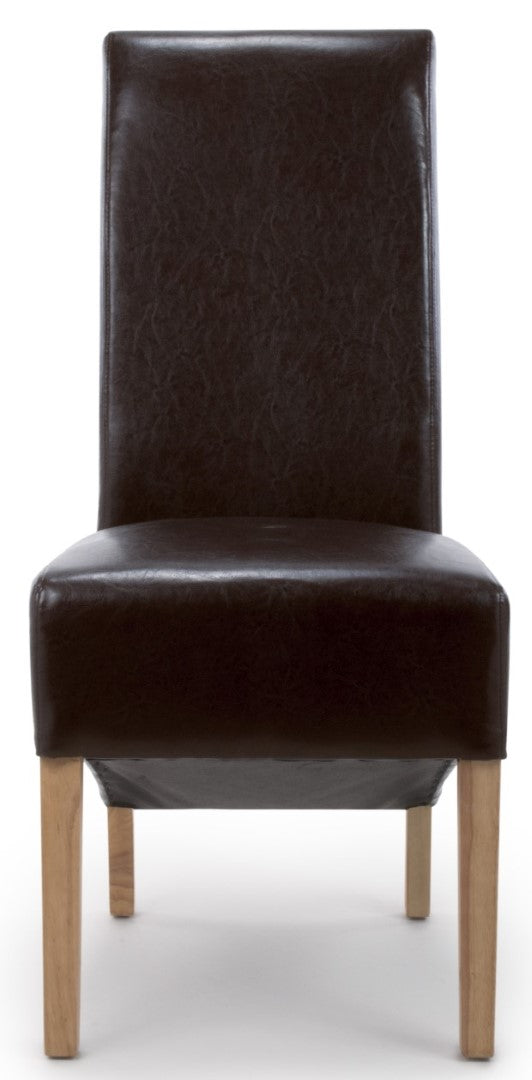 Shankar Krista Roll Back Bonded Leather Brown Dining Chair (Sold in Pairs)