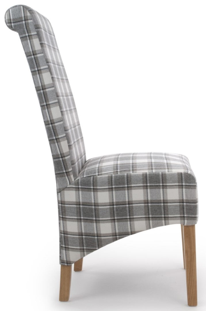 Shankar Krista Roll Back Herringbone Check Cappuccino Dining Chair  (Sold in Pairs)