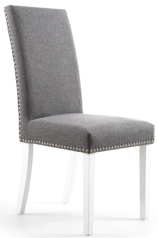 Randall Stud Detail Linen Effect Steel Grey With White Legs