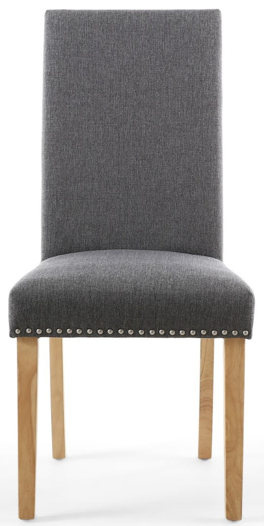 Randall Stud Detail Linen Effect Steel Grey with Natural Legs