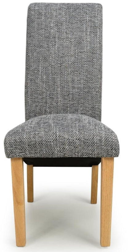 Shankar Karta Scroll Back Tweed Grey Dining Chair (Sold in Pairs)