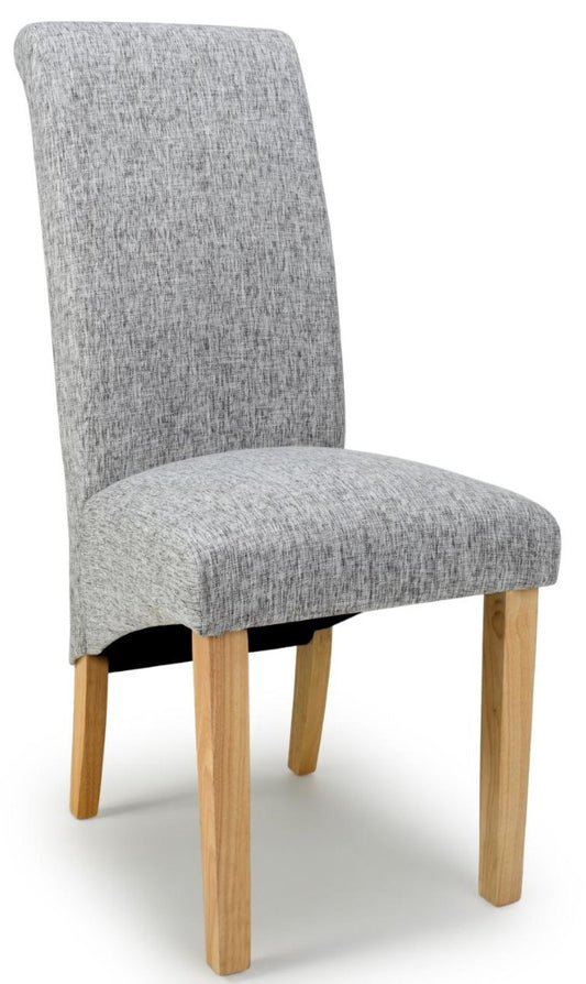 Shankar Karta Scroll Back Flax Effect Grey Weave Dining Chair (Sold in Pairs)