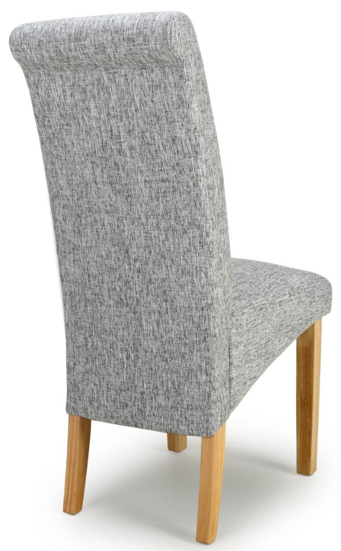 Shankar Karta Scroll Back Flax Effect Grey Weave Dining Chair (Sold in Pairs)