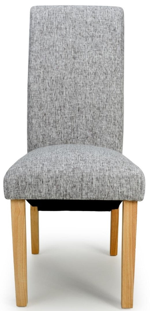 Shankar Karta Scroll Back Flax Effect Grey Weave Dining Chair (Sold in Pairs)