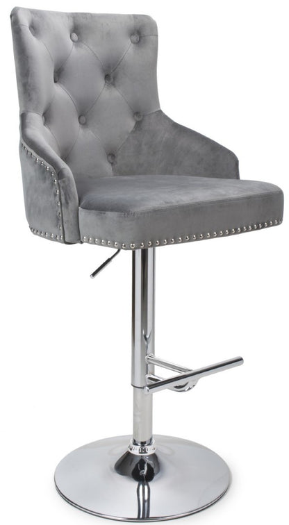 Shankar Furniture Rocco Brushed Velvet Grey Bar Stool