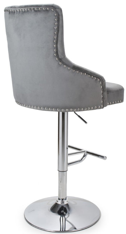 Shankar Furniture Rocco Brushed Velvet Grey Bar Stool