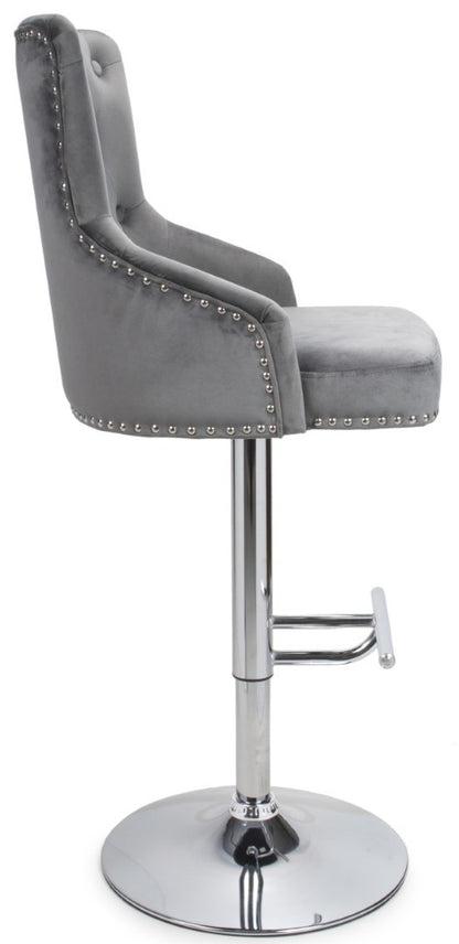 Shankar Furniture Rocco Brushed Velvet Grey Bar Stool