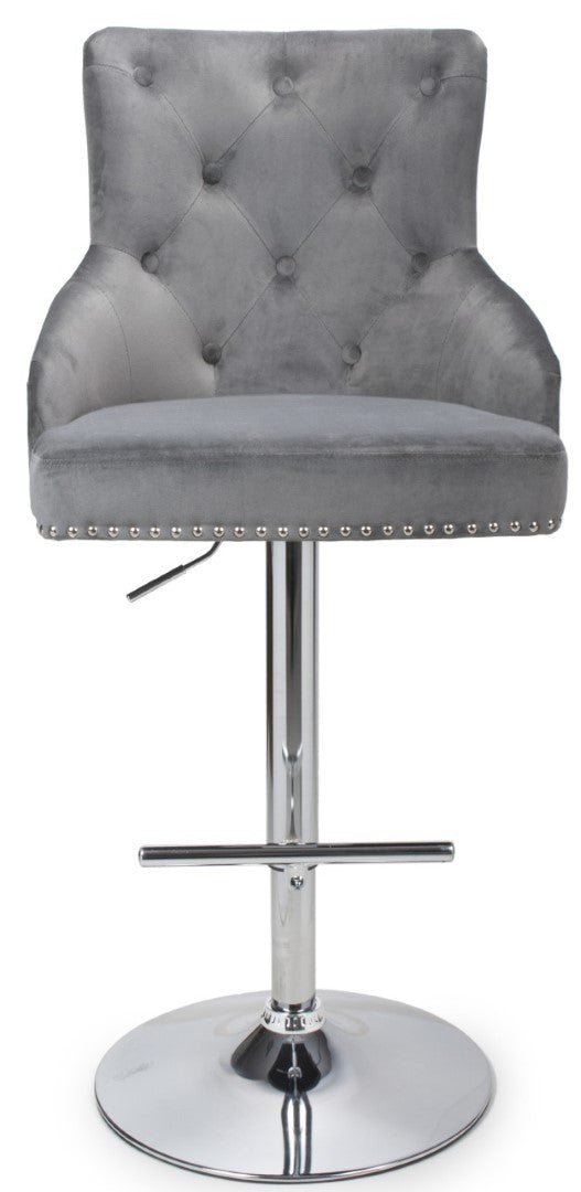 Shankar Furniture Rocco Brushed Velvet Grey Bar Stool