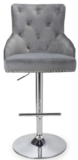 Shankar Furniture Rocco Brushed Velvet Grey Bar Stool