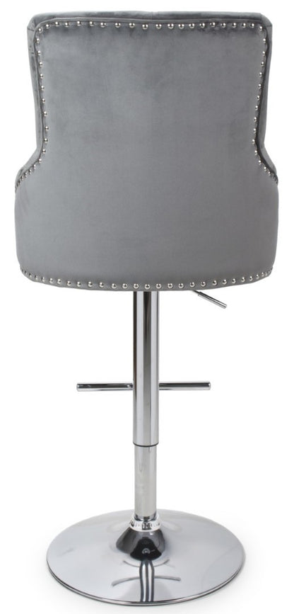 Shankar Furniture Rocco Brushed Velvet Grey Bar Stool