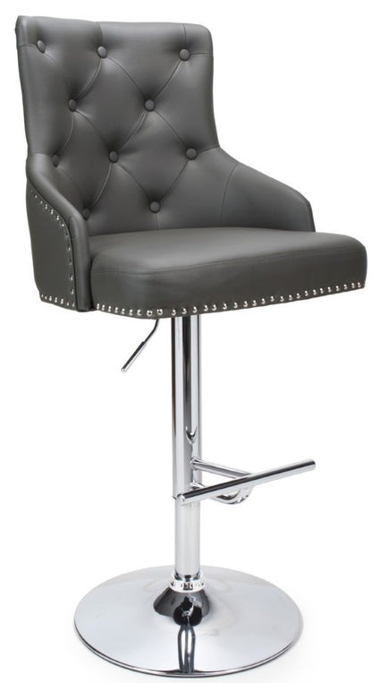 Shankar Furniture Rocco Leather Effect Graphite Grey Bar Stool