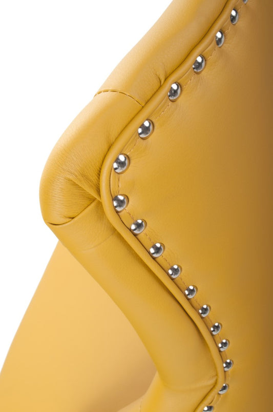 Shankar Rocco Leather Effect Yellow Bar Stool