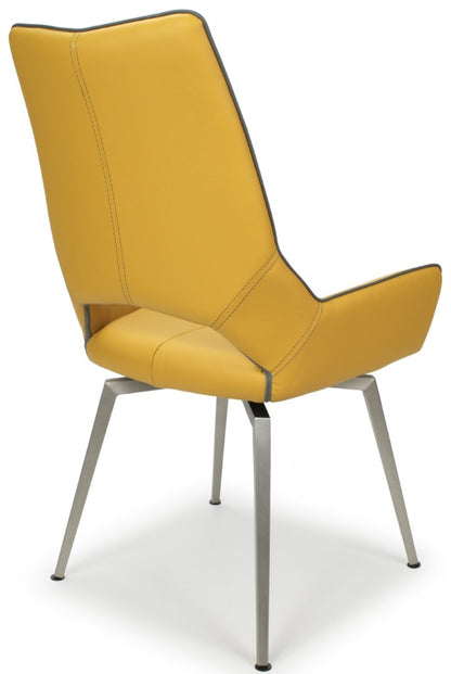 Shankar Mako Swivel Leather Effect Yellow Dining Chair (Sold in Pairs)