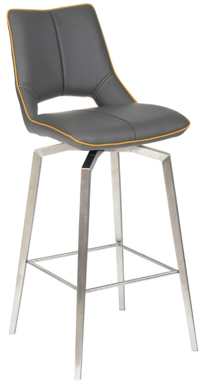 Shankar Mako Swivel Leather Effect Graphite Grey Bar Chair