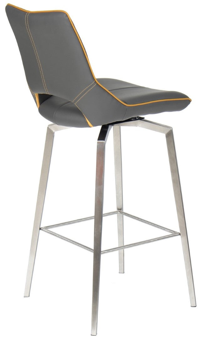 Shankar Mako Swivel Leather Effect Graphite Grey Bar Chair