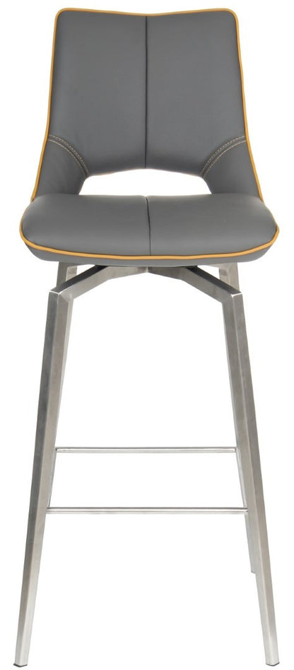 Shankar Mako Swivel Leather Effect Graphite Grey Bar Chair