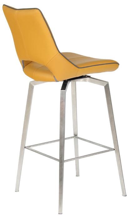 Shankar Mako Swivel Leather Effect Yellow Bar Chair